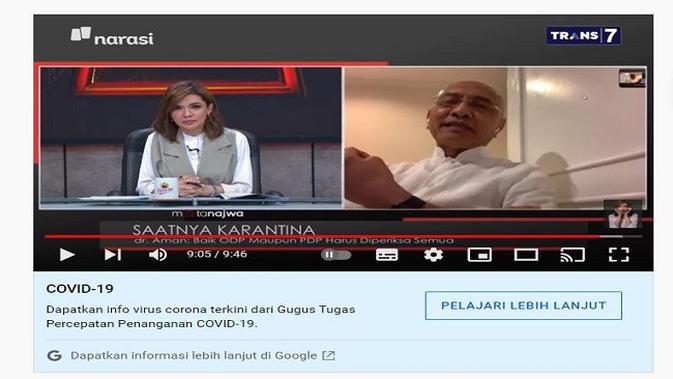 <p>Gambar Tangkapan Layar Video dari Channel YouTube Najwa Shihab.</p>