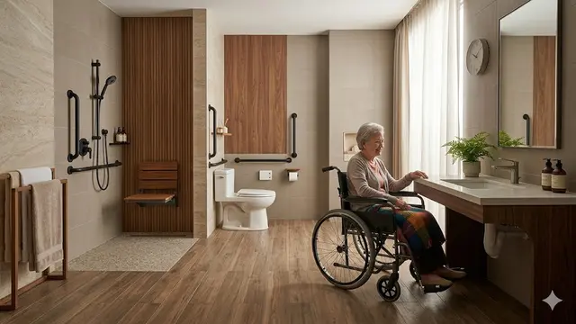 Desain Kamar Mandi yang Nyaman untuk Lansia Pengguna Kursi Roda