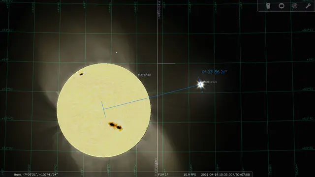 Posisi Merkurius di Langit ketika Konjungsi Superior. Sumber: Stellarium PC 0.20.4 via LAPAN.go.id