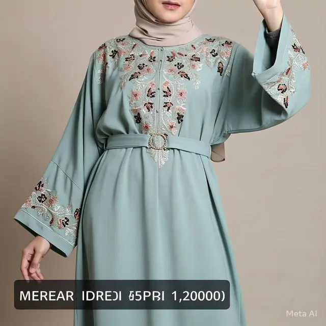 Model Baju Gamis Polos Modern Terbaru Kombinasi Kaftan