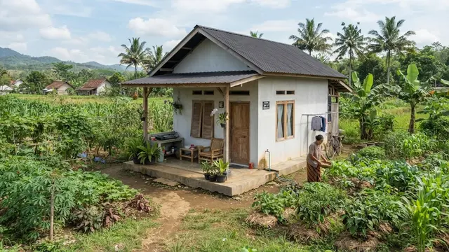 Model rumah di pinggir kebun yang sederhana dan hemat biaya model dengan dua kamar