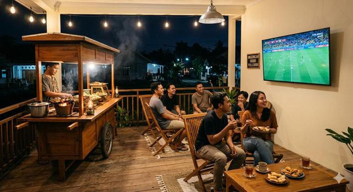 6 Inspirasi Desain Angkringan di Desa dengan Tempat Nobar Piala Dunia, Modern dan Estetik