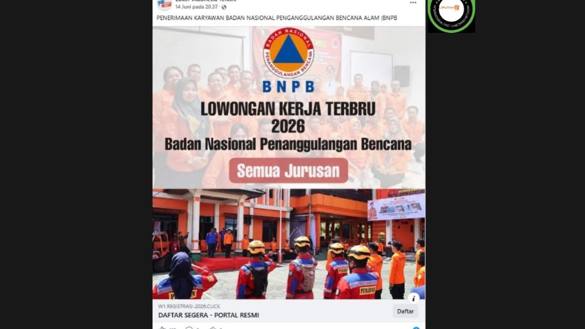 Cek Fakta: Hoaks Link Pendaftaran Karyawan BNPB 2026