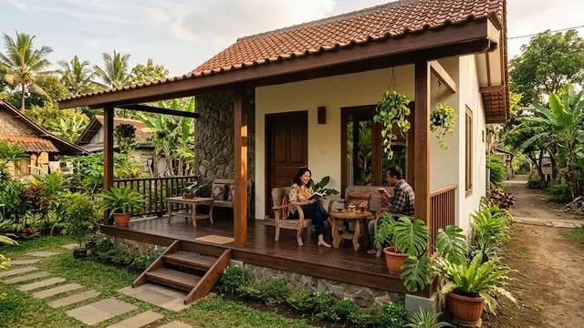 9 Desain Rumah Minimalis Kampung dengan Teras Luas Buat Santai Sore