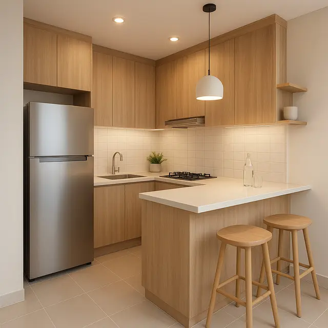 Dapur dengan Mini Bar Model Letter L