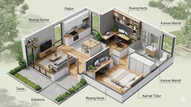 Desain Rumah Anak Muda yang Hobi Kerja