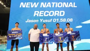 Rekor nasional tercipta pada ajang Indonesia Short Course Emerging Series 2026 yang berlangsung pada Jumat, 5 Juni 2026, di Aquatik Stadium Gelora Bung Karno, Senayan, Jakarta. (Istimewa)