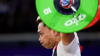 Tampil pada nomor Men's 67kg hari Minggu (01/10/2023), Eko Yuli Irawan hanya membukukan angkatan snatch 145kg. (Dok. NOC Indonesia)