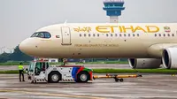 JAS Airport Services melatani&nbsp;ground handling berstandar internasional penerbangan perdana Etihad Airways rute Abu Dhabi&ndash;Medan. (Dok&nbsp;PT JAS)