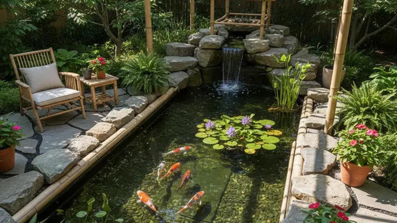 8 Model Kolam Ikan Batu Alam dan Bambu yang Murah tapi Elegan di Belakang Rumah