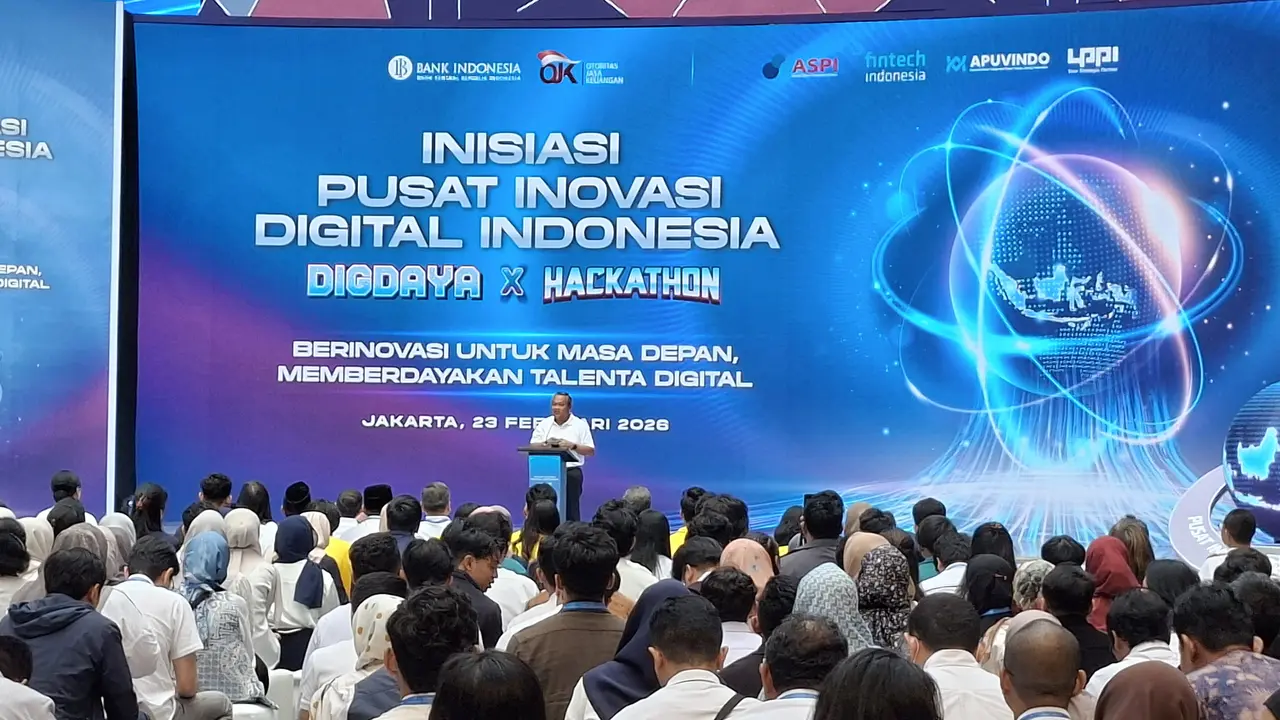 Gubernur Bank Indonesia (BI), Perry Warjiyo dalam Inisiasi Pusat Inovasi Digital Indonesia (PIDI) di Kantor Bank Indonesia, Jakarta, Senin (23/2/2026). (Liputan6.com/Arief)