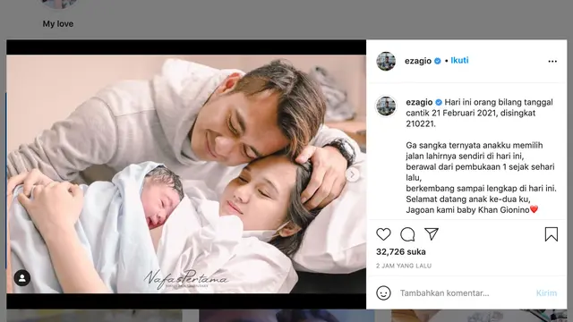 Unggahan Eza Gionino. (Foto: Instagram @ezagio)