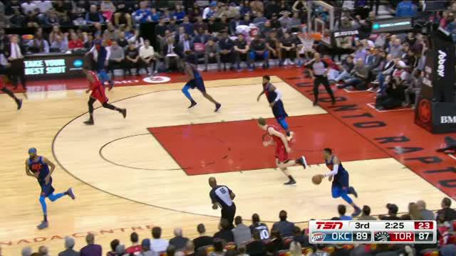 Berita video game recap NBA 2017-2018 antara Oklahoma City Thunder melawan Toronto Raptors dengan skor 132-125.