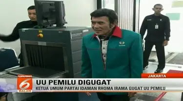 Ketua Umum Partai Idaman, Rhoma Irama, mengajukan permohonan uji materi Undang-Undang Pemilu Tahun 2017.