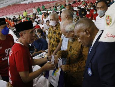 Induk sepak bola Indonesia, Persatuan Sepak bola Seluruh Indonesia (PSSI) merayakan hari jadinya yang ke-92 di Stadion Gelora Bung Karno (SUGBK), Jakarta, Selasa (19/4/2022) Sore WIB. Banyak acara yang digelar dalam kesempatan itu. (Bola.com/M Iqbal Ichsan)