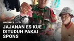 Seorang pedagang jajanan es kue di Kemayoran, Jakarta Pusat, diinterogasi anggota TNI dan Polri, karena diduga menjual makanan menggunakan bahan pembuat busa kasur. Namun dari pemeriksaan Dokpol, makanan yang dijualnya ternyata layak konsumsi.