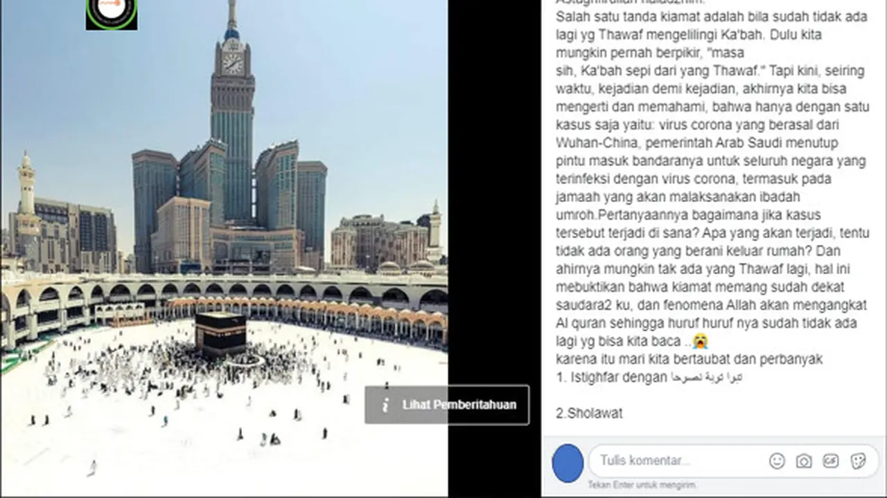 Tangkap layar klaim kakbah sepi