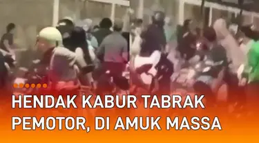 Seorang pengendara mobil diamuk massa setelah tabrak pemotor di jalan mengundang perhatian.