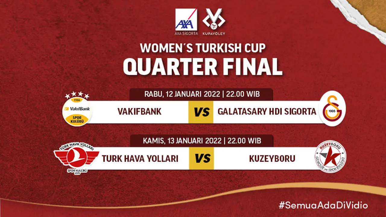 Link Live Streaming Babak Perempat Final Women’s Turkish Cup Di Vidio, 12-13 Januari 2022