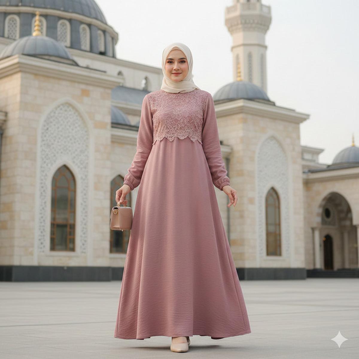 7 Model Gamis Crinkle Kombinasi Brokat Terbaru, Desain Elegan dan Kekinian