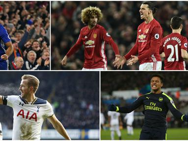 Top skorer Liga Inggris 2016-2017 hingga pekan ke-21 dipimpin oleh tiga pemain yakni, Diego Costa, Zlatan Ibrahimovic dan Alexis Sanchez. (AFP-EPA)