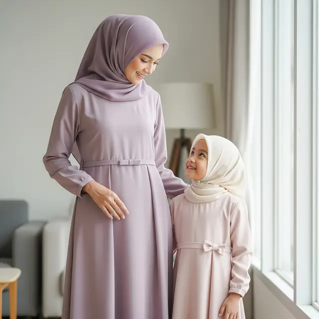 Gamis Couple Ibu dan Anak 2026 (Image by Gemini AI)