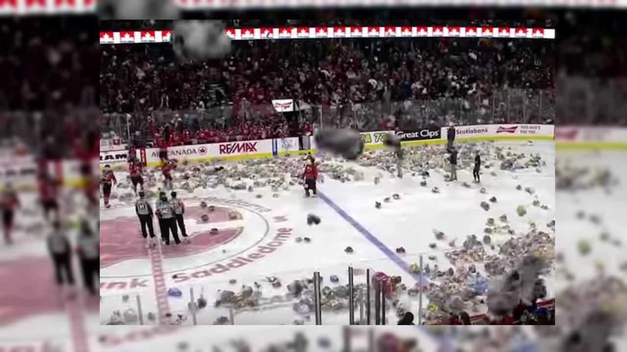 'Hujan' Teddy Bear Hentikan Pertandingan Hoki