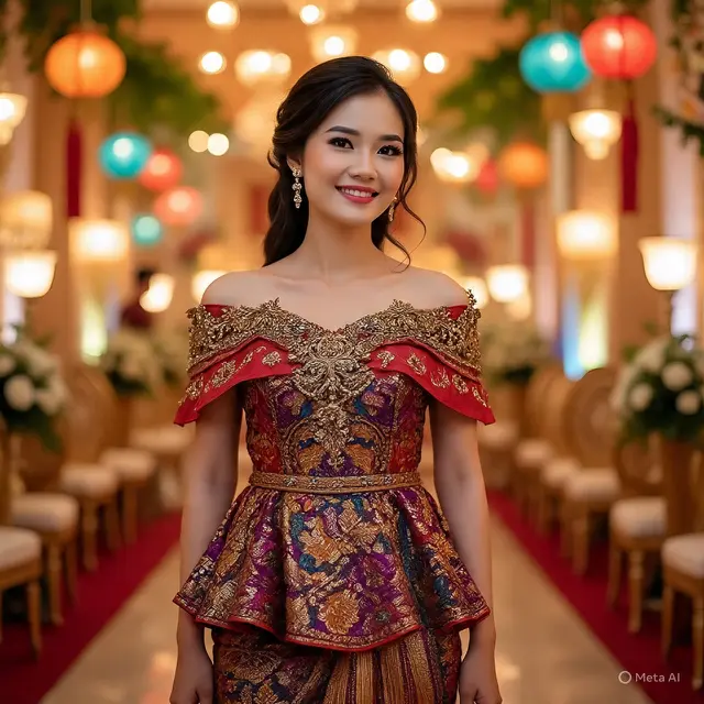 Model Dress Pesta Kombinasi Brokat dan Chiffon