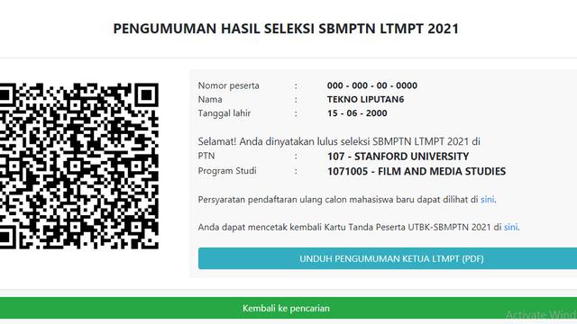 Aplikasi Pengumuman SBMPTN Tiruan
