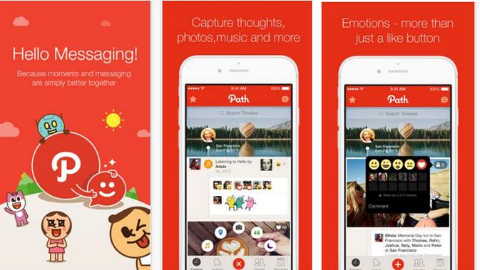 Hadirnya fitur chatting di aplikasi Path (sumber: appstore.com)
