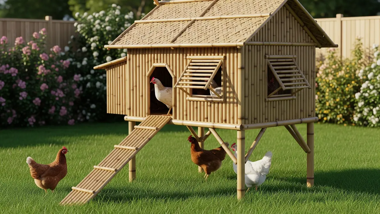 Inspirasi Kandang Ayam Bambu Unik dan Estetik untuk Halaman Belakang Rumah (Image by Gemini AI)