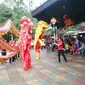 Barongsai meriahkan perayaan Imlek di Taman Safari Cisarua Bogor. (Liputan6.com/Bima Firmansyah)