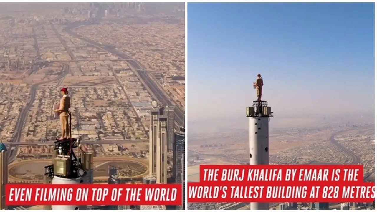 Aksi Pramugari Emirate Panjat Puncak Gedung Burj Khalifa untuk Iklan Curi Perhatian