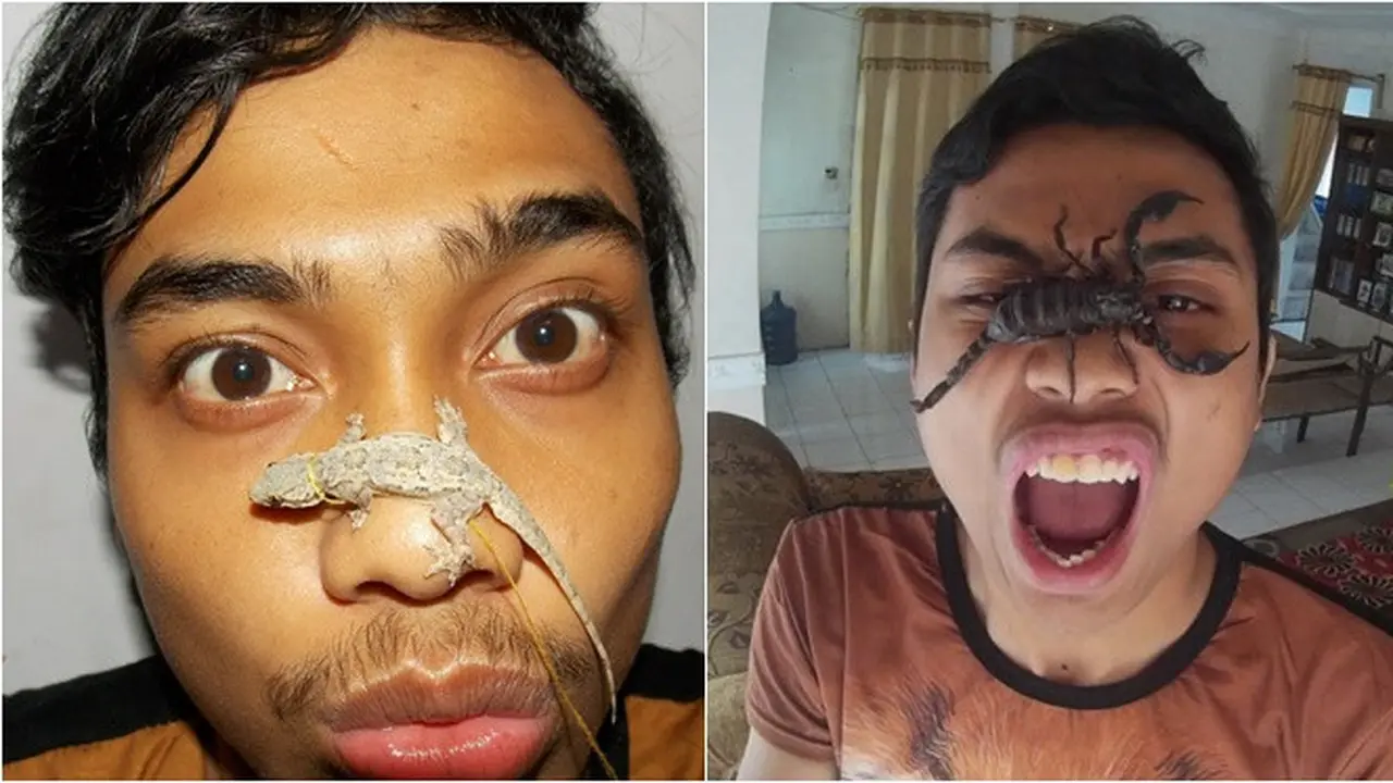7 Potret Selfie Bareng Hewan di Muka, Bikin Merinding