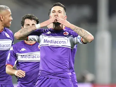 Fiorentina sukses meraih kemenangan besar di Liga Italia saat menjamu Genoa pada giornata ke-21. Laga diwarnai dengan hujan enam gol tanpa balas dari La Viola. (La Presse via AP/Tano Pecoraro)