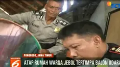 Dua rumah di Kecamatan Sampung, milik Suminto dan Ruminah rusak, akibat tertimpa balon udara.