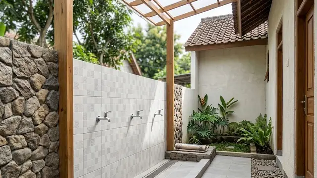 Model tempat wudhu memanjang untuk lahan sempit