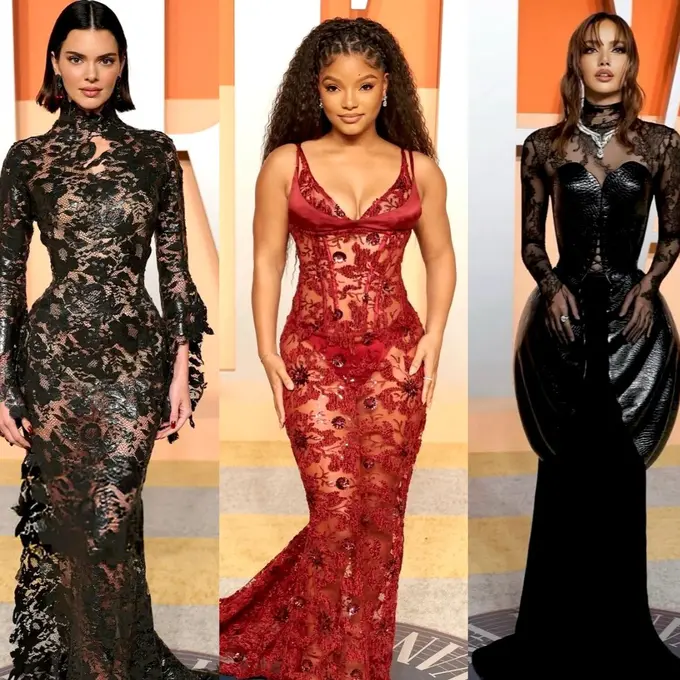 7 Adu Gaya Artis Pakai Lace Dress di Oscar 2025, Kendall Jenner hingga Lisa BLACKPINK Tampil Serba Hitam