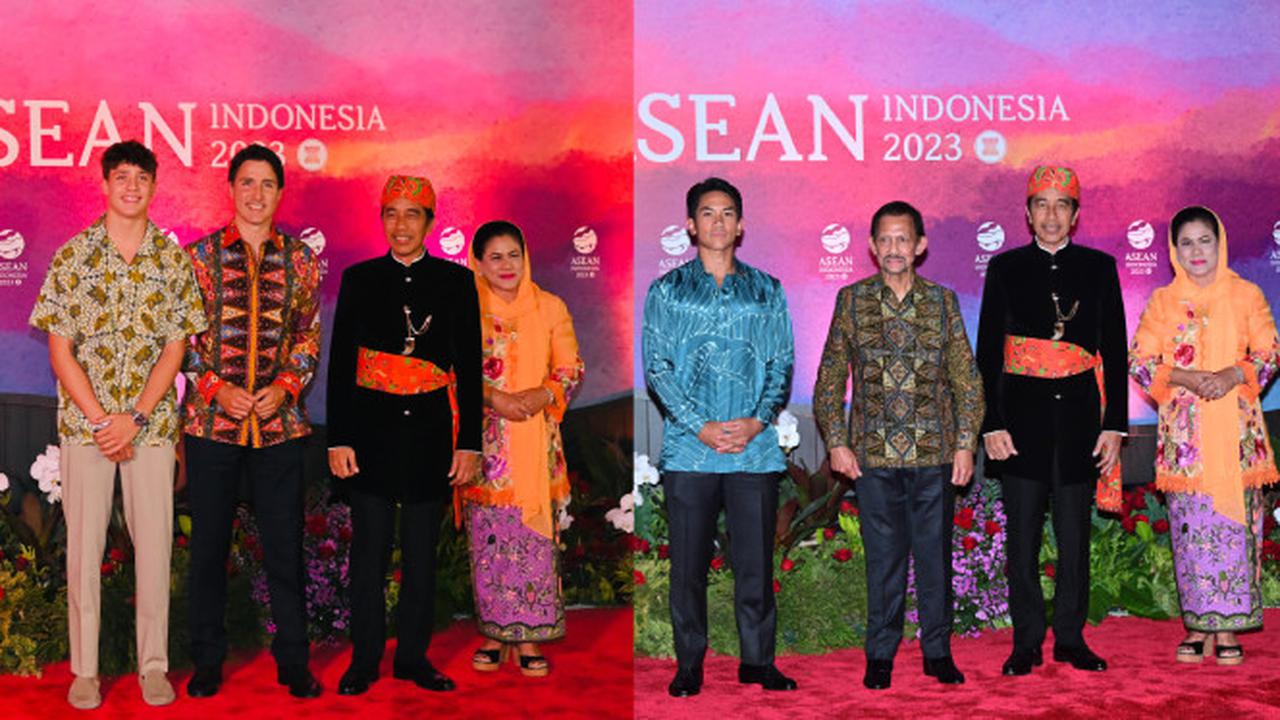 Potret Pangeran Mateen yang Tampil Keren dalam Balutan Batik Warna Biru dan Xavier Trudeau yang Tak Kalah Kece Saat Mendampingi Ayah Mereka di Gala Dinner KTT ASEAN 2023 (Foto: Laily Rachev - Biro Pers Sekretariat Presiden)
