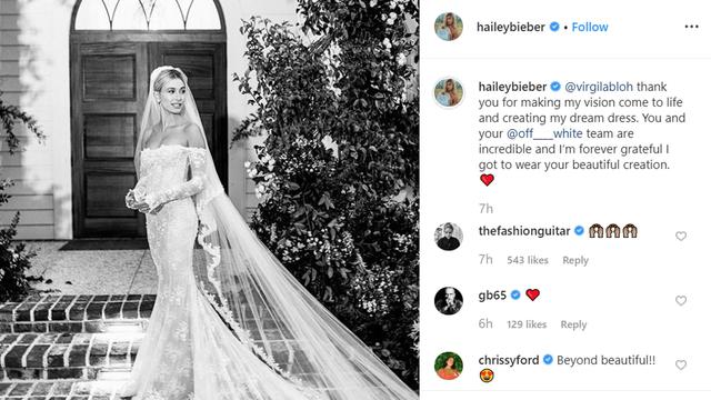 Gaun Pengantin Hailey Baldwin (Instagram/ haileybieber)