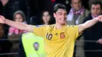 Spain's Albert Riera celebrates after his goal against Turkey during their 2010 FIFA World Cup qualification match at the Ali Samiyen stadium in Madrid on April 1, 2009. AFP PHOTO/MUSTAFA OZER