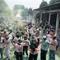 Srikandi Ganjar DIY mengelar Zumba Party And Color Run di Gedung Puri Dwipari, Kelurahan Wirogunan, Kecamatan Mergangsan, Yogyakarta, Selasa (6/9/2022).