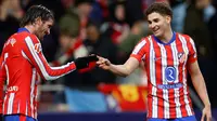Atletico de Madrid membuka keunggulan pada menit ke-45 lewat gol Julian Alvarez. (OSCAR DEL POZO/AFP)