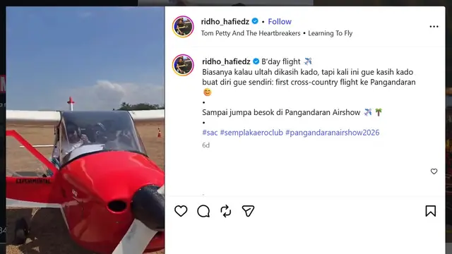 Ridho Slank ulang tahun terbangkan pesawat (instagram.com/ridho_hafiedz)