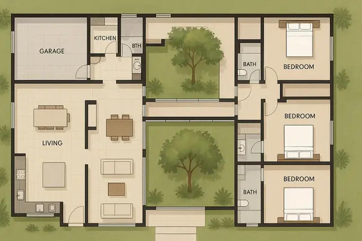 Denah Rumah 1 Lantai 3 Kamar Tidur dan Garasi, Ini Referensi untuk Punya Hunian Mininalis Modern