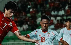 Duel timnas Indonesia vs Myanmar pada laga Grup A Piala AFF U-19 2026 di Stadion Utama Sumatera Utara, Senin (1/6/2026). (X Timnas Indonesia)