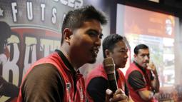 Perwakilan Super Soccer, Riko Setiawan, memberi keterangan saat jumpa pers di Senayan, Sabtu (11/8/2018). Super Soccer Futsal Battle 2018 akan digelar mulai tanggal 18 Agustus 2018. (Bola.com/M Iqbal Ichsan)