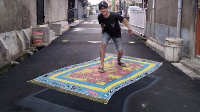 Kampung di Depok Viral Gambar 3D di Jalanan Jadi Objek 