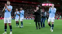 Dalam pertandingan yang digelar di Anfield, Man City kembali menelan hasil negatif usai dikalahkan oleh Liverpool dengan dua gol tanpa balas. (AP Photo/Ian Hodgson)