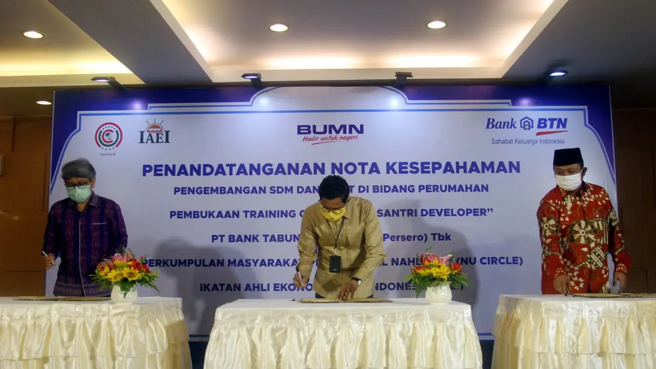 Nota Kesepahaman Bank BTN dengan NU Circle dan IAEI tentang Pengembangan Sumber Daya Manusia dan Riset di Bidang Perumahan
